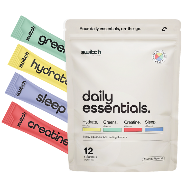 Switch Nutrition Daily Essentials Sachets - Hydrate Greens Creatine Sleep 12 Pack