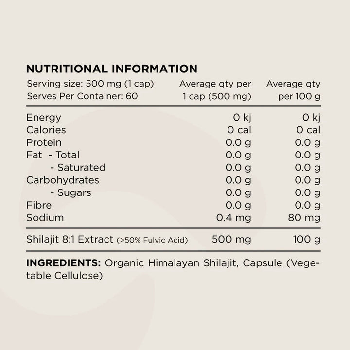 Switch Nutrition Organic Shilajit Capsules 60c