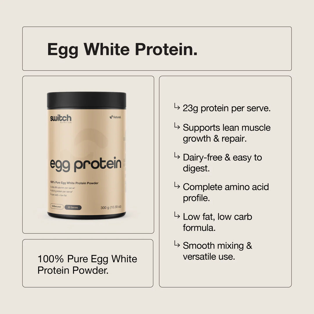 Switch Nutrition Egg White Protein Powder Unflavoured 300g