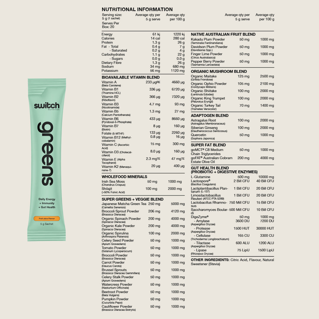 Switch Nutrition Daily Essentials Sachets - Hydrate Greens Creatine Sleep 12 Pack