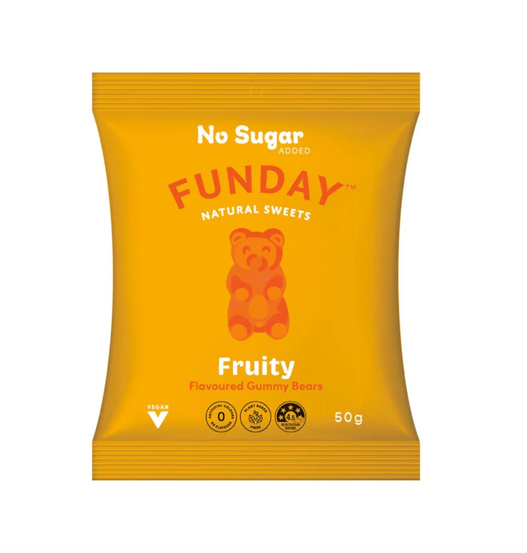 Funday Natural Sour Gummy Bears Fruity Vegan 50g