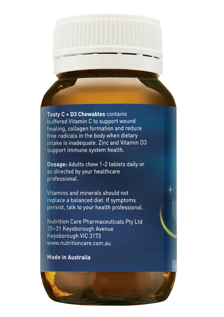 Nutrition Care Tasty C + D3 Chewables Orange 60t