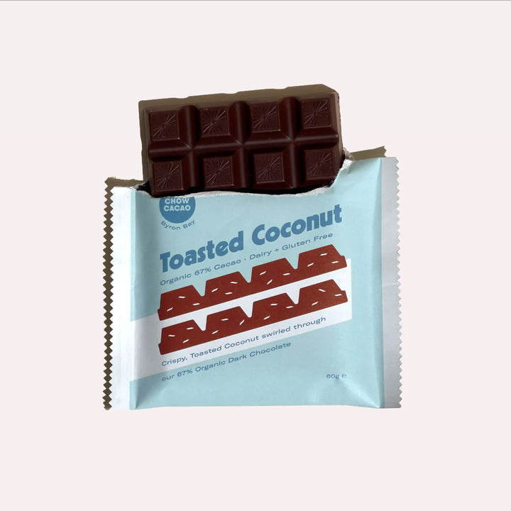 Chow Cacao Dark Chocolate Block - Toasted Coconut 60g