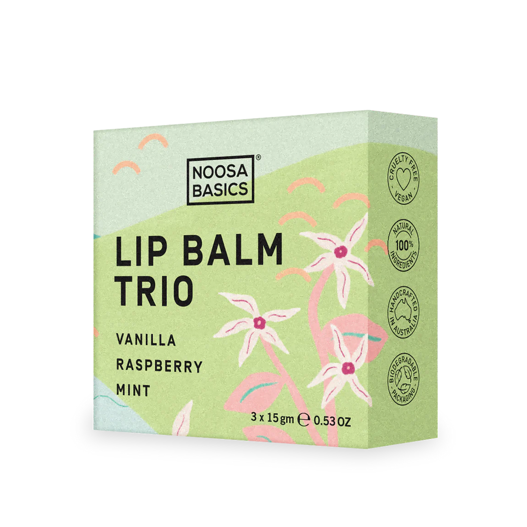 Noosa Basics Lip Balm Trio (vanilla / Raspberry / Mint)