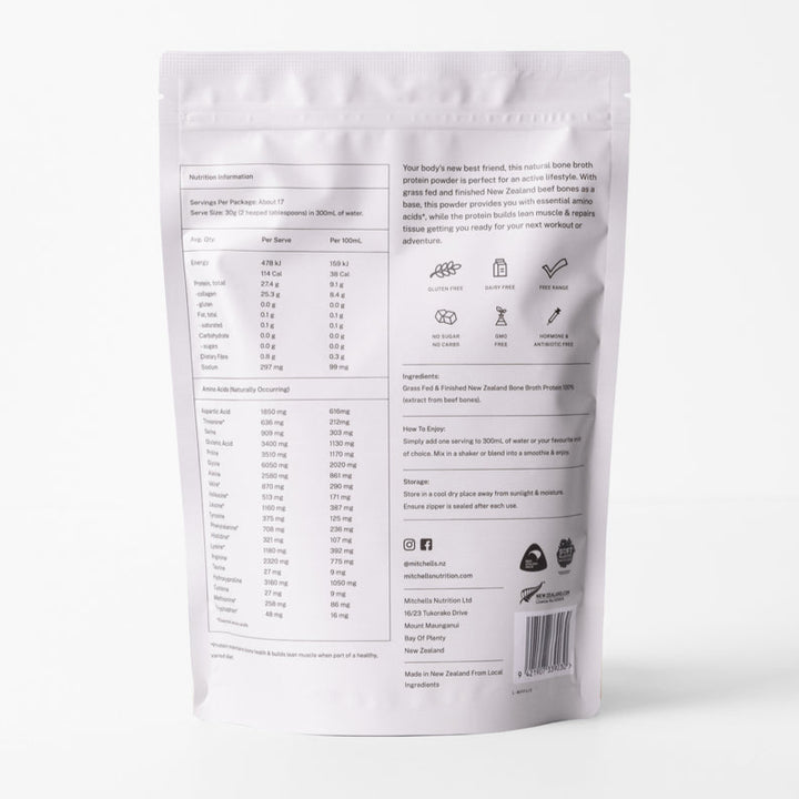 Mitchells Nutrition Bone Broth Protein Powder Unflavoured 500g