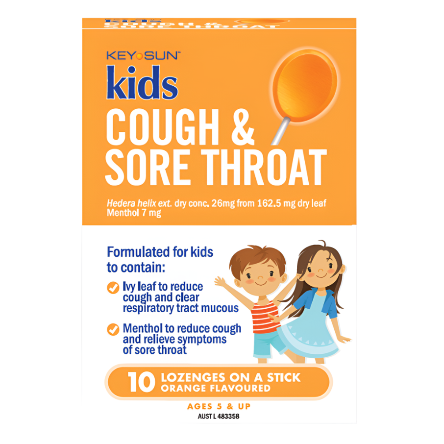 Key Sun Kids Cough & Sore Throat Orange 10 Pack