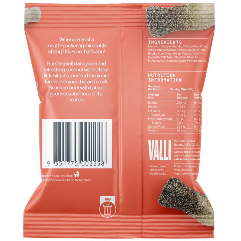 Valli Snacls Sour Cola Bottle Hydration 50g