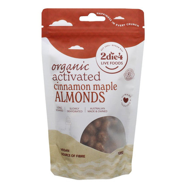 2die4 Organic Activated Almonds Cinnamon Maple 100g