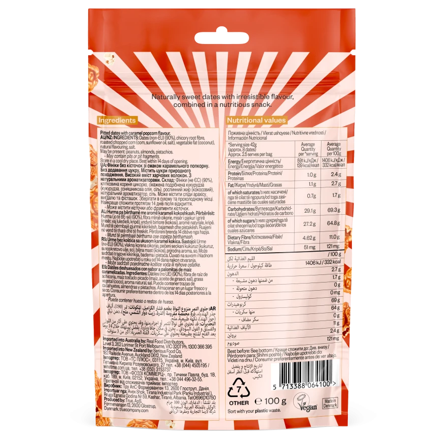 True Dates Caramel Popcorn 100g