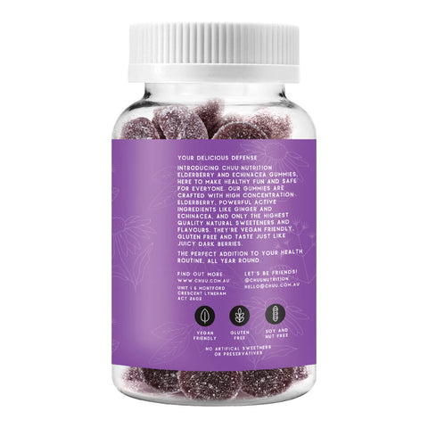 Chuu Nutrition Elderberry And Echinacea Gummies 99% Sugar Free 40 Pieces