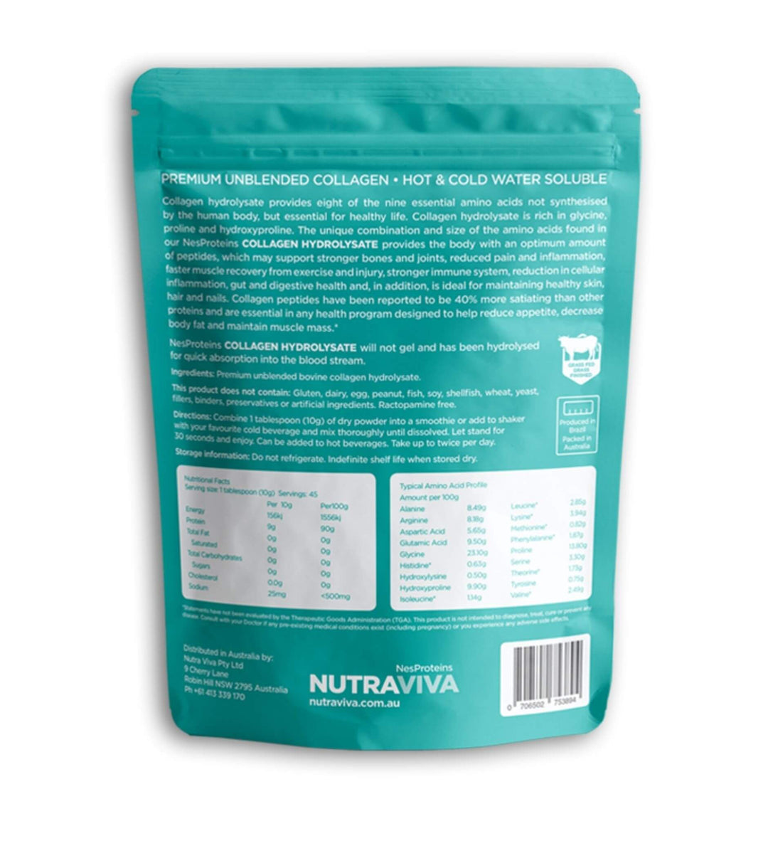 Nutraviva Grass Fed Collagen Hydrolysate 450g