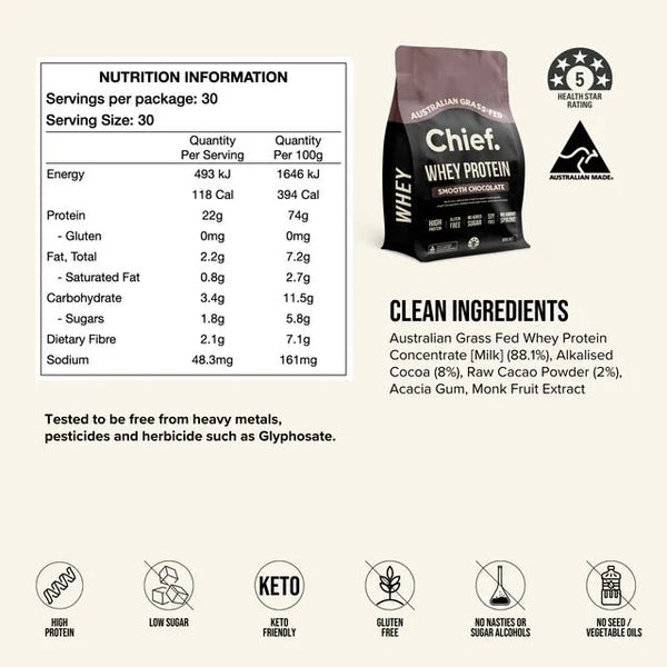 Chief Whey Protein Concentrate Smooth Chocolate 900g