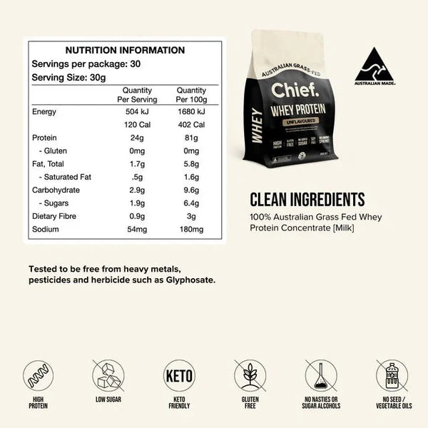 Chief Whey Protein Concentrate Unflavoured 900g