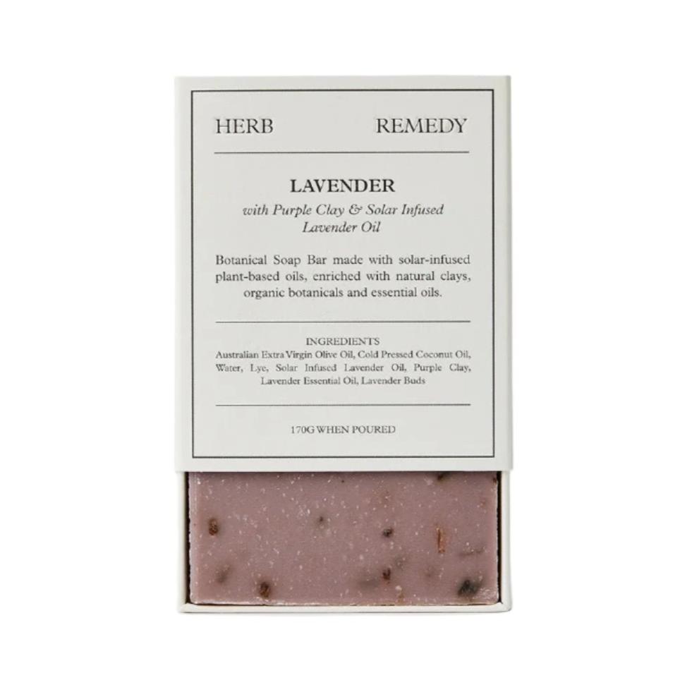 Herb Remedy Soap Lavender With Purple Clay & Solar Infused Lavender Oil 170g