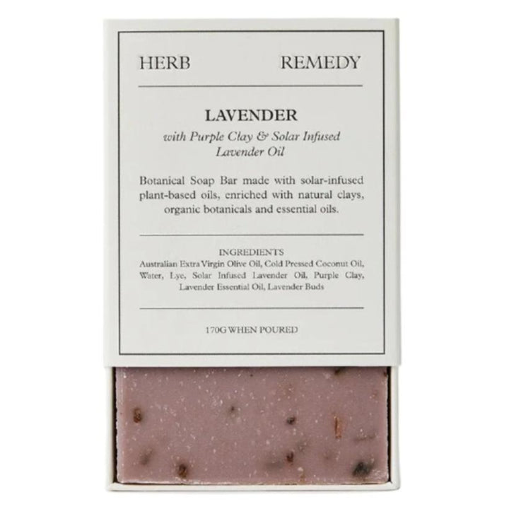 Herb Remedy Soap Lavender With Purple Clay & Solar Infused Lavender Oil 170g