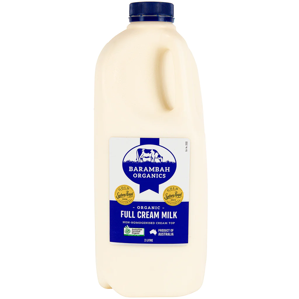 Barambah Organics Full Cream Milk 2l