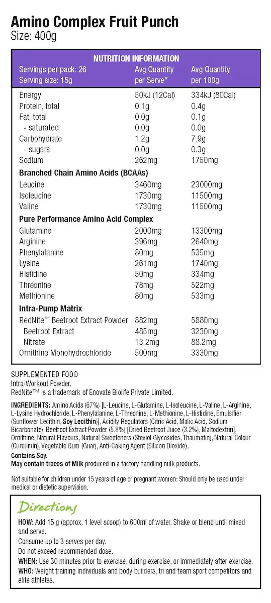 Balance Amino Acid Complex Fruit Punch 400g