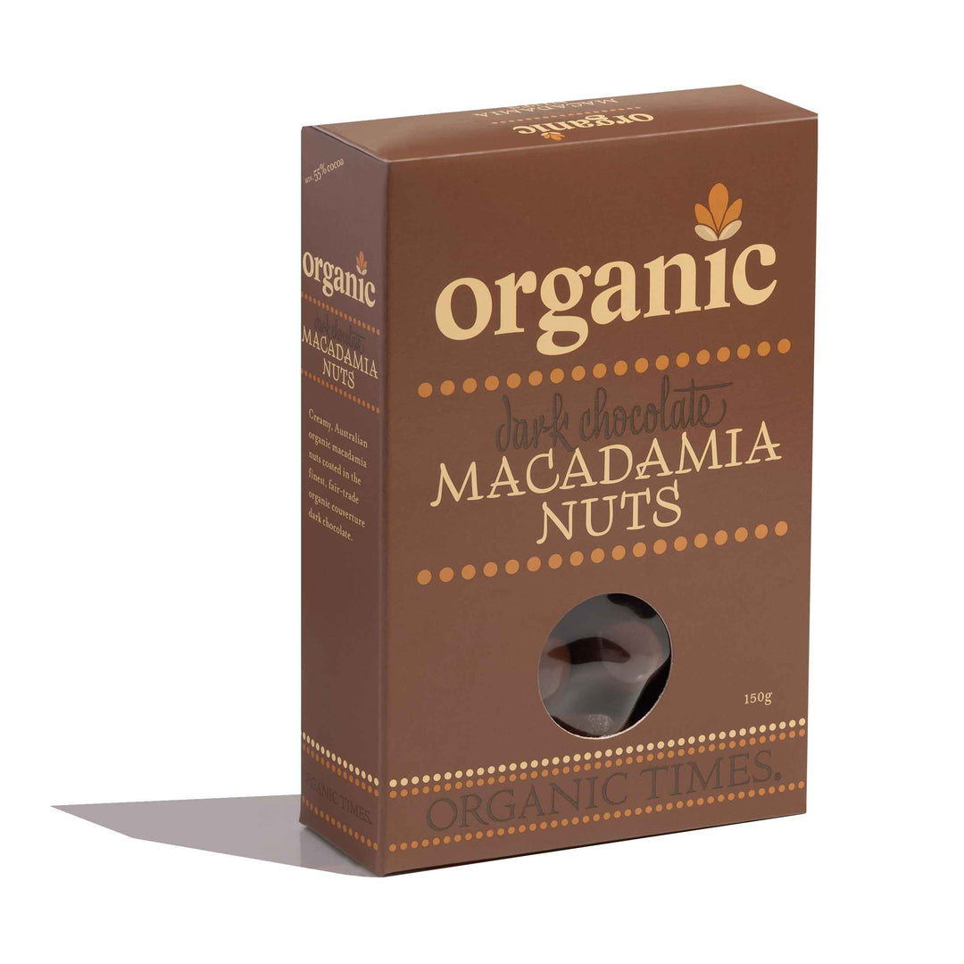 Organic Times Dark Choc Macadamia Nuts 150g