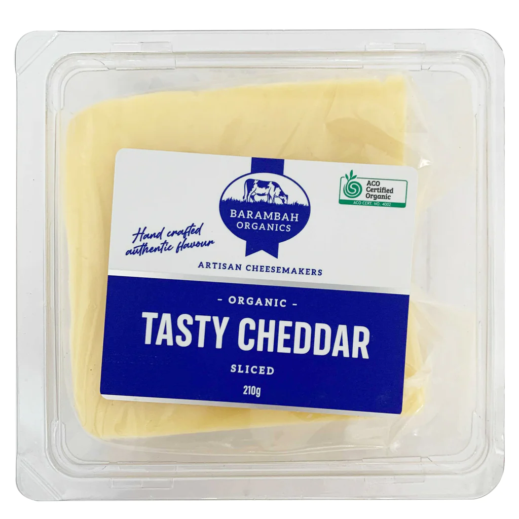 Barambah Organic Cheddar Sliced 210g