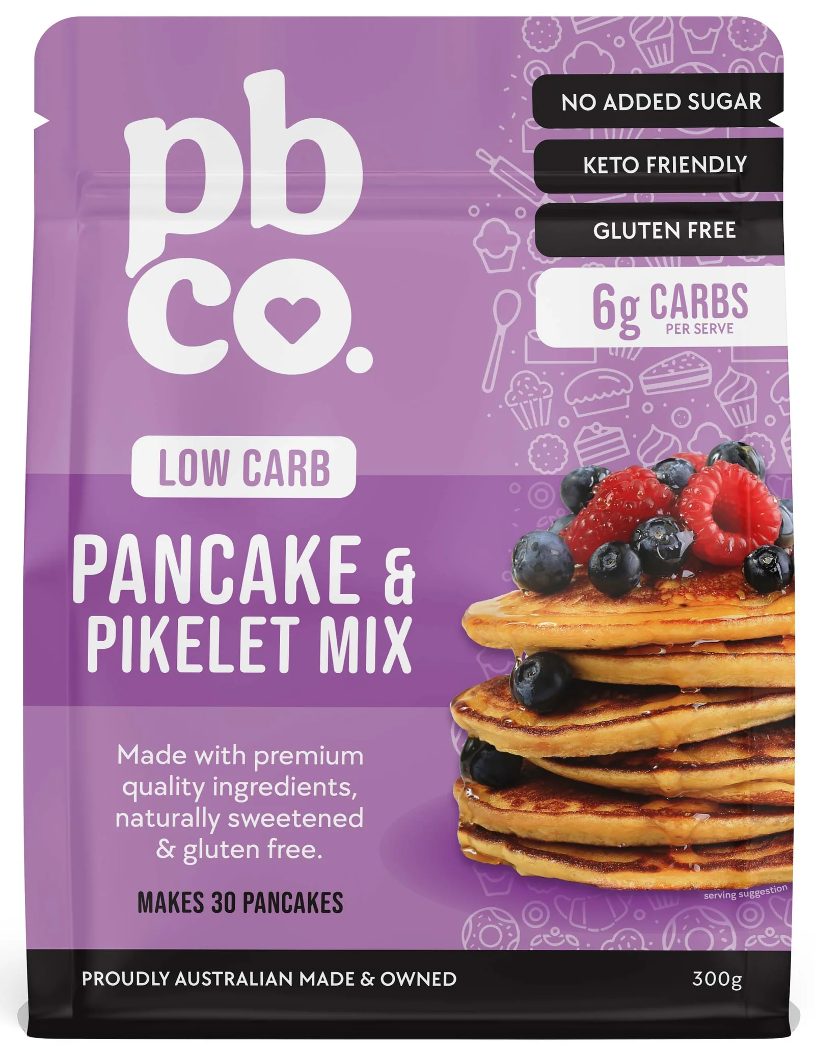 Protein Bread Co Low Carb Pancake Pikelet Mix 330g – About Me Organics