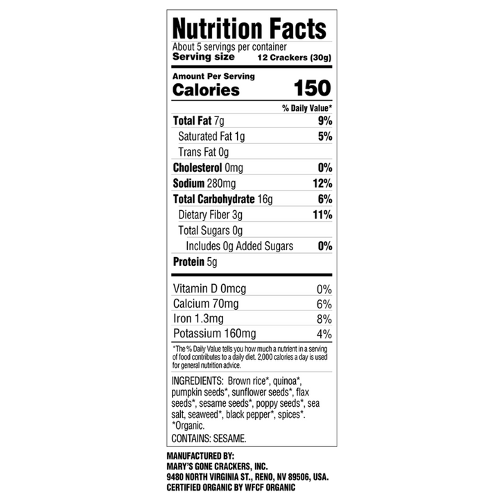 Mary's Gone Crackers Super Seed Classic 155g