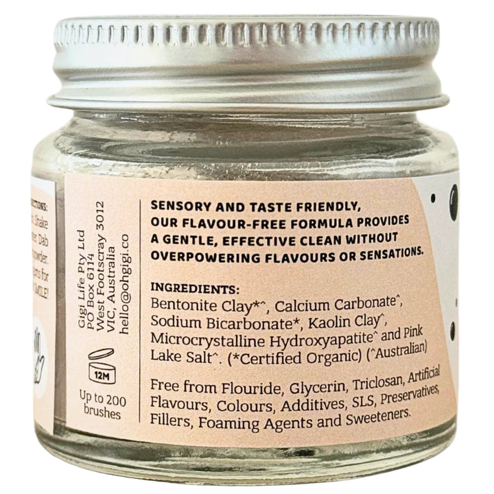 Ohgigi Tooth Powder + Hydroxyapatite Flavour-free Brush 40g