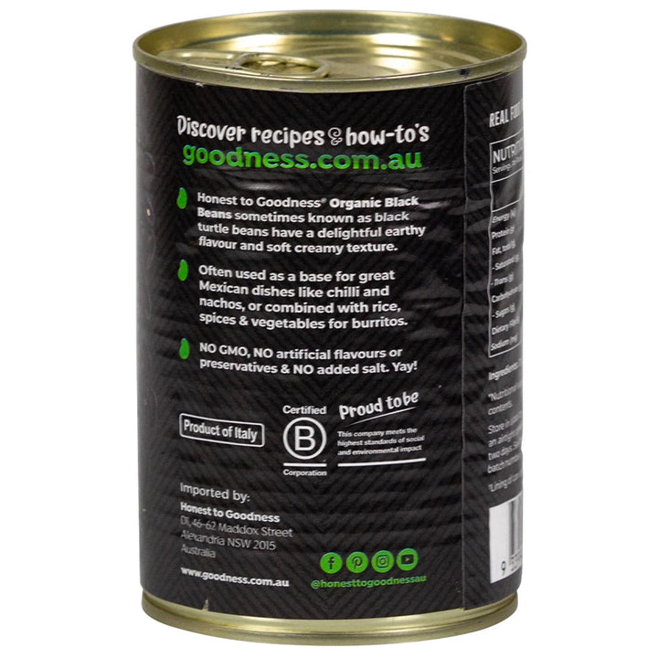 Honest To Goodness Organic Black Beans 400g