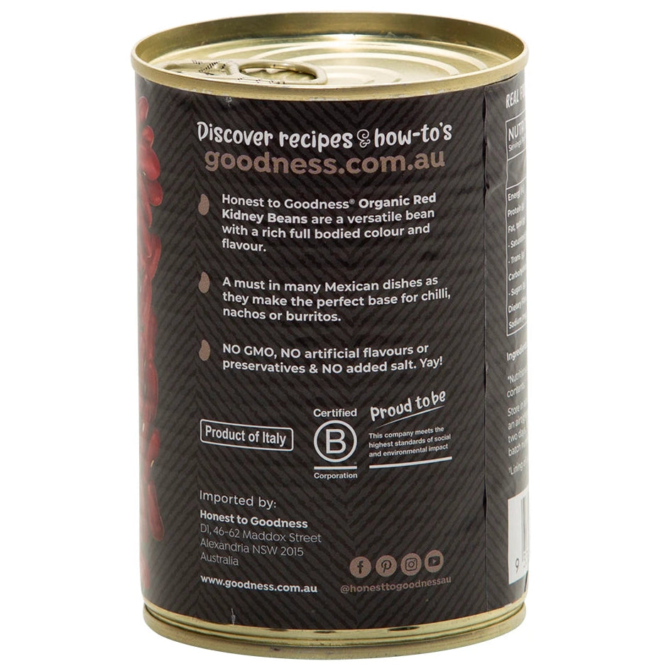 Honest To Goodness Organic Red Kidney Beans 400g