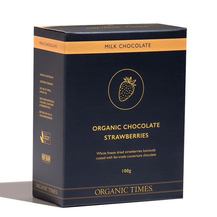 Organic Times Milk Chocolate Strawberries 100g