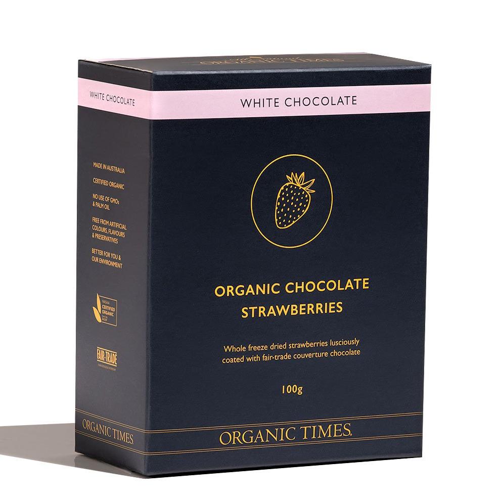 Organic Times White Chocolate Strawberries 100g