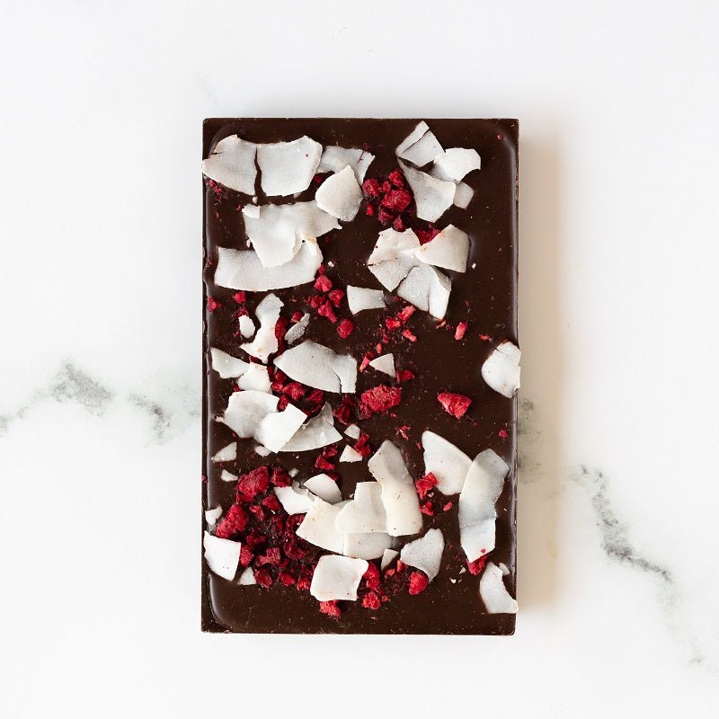 Cheeky Cacao Raspberry And Coconut Chocolate 100g