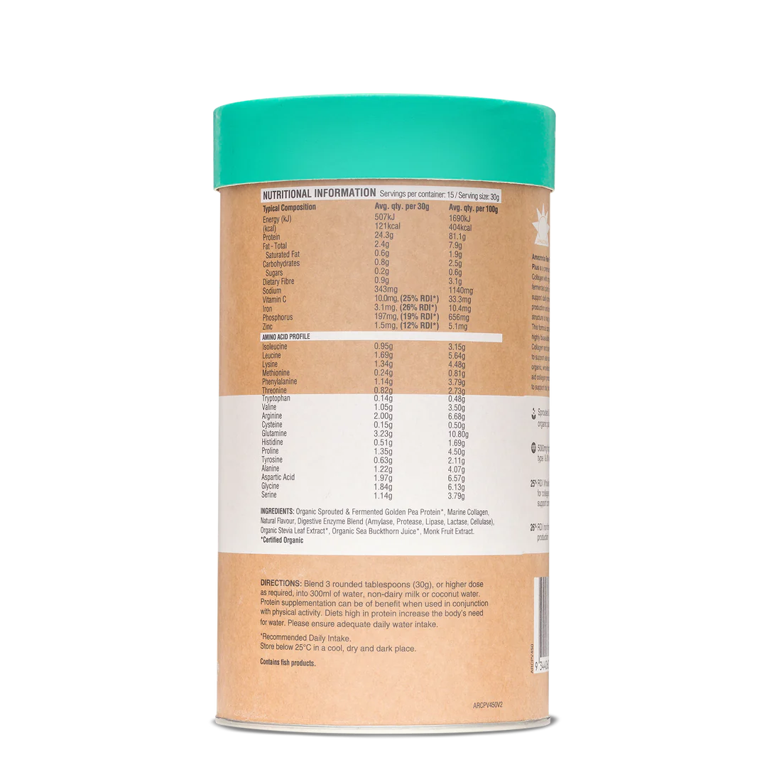 Amazonia Raw Collagen Protein Vanilla Maple 450g