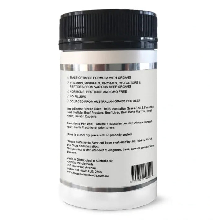 Nxgen Grass Fed Male Optimise Beef Organs Capsules 160c