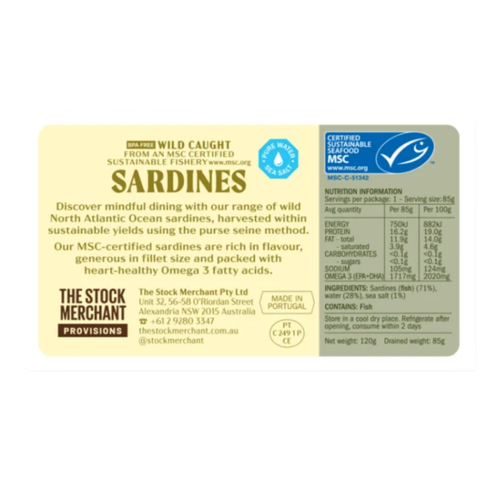 The Stock Merchant Provisions Msc Sardines In Pure Water 120g
