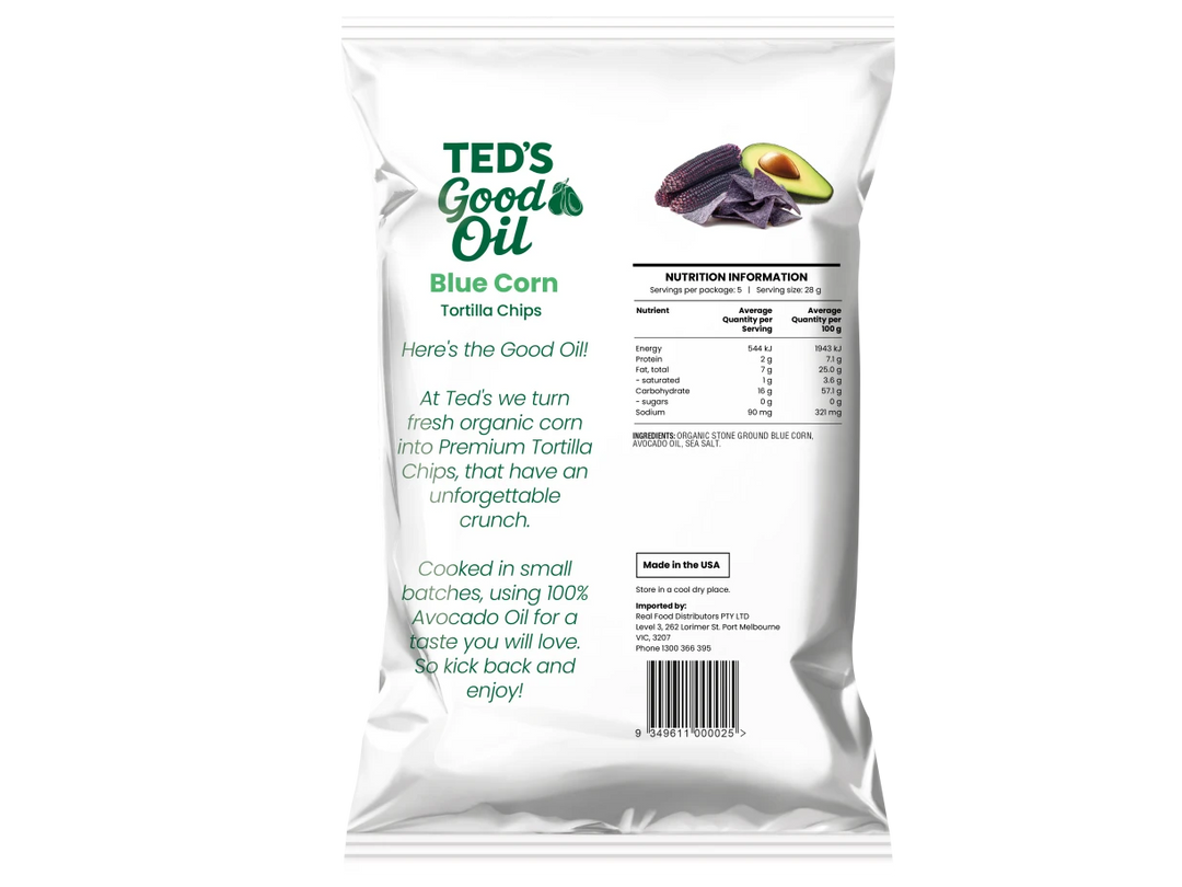 Ted's Good Oil Tortilla Chips Blue Corn 142g